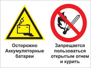 Кз 33 осторожно - аккумуляторные батареи. запрещается пользоваться открытым огнем и курить. (пластик, 600х400 мм) - Знаки безопасности - Комбинированные знаки безопасности - ohrana.inoy.org